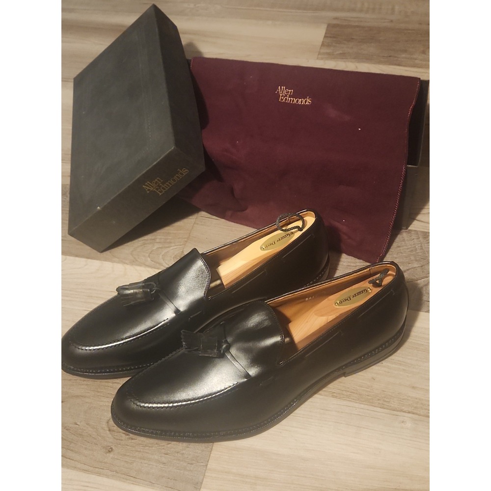 Vintage Allen Edmonds Grayson Tassel Loafers Mens 12 Black Leather Made In USA